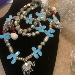 Otazu crystal and laquer bead earring and necklace set